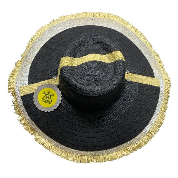 Black Painted Wide Brim Straw Hat main image 8